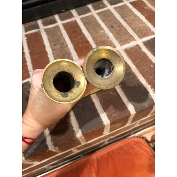 Pair of vintage gold brass candlestick holders 8.75 inches tall each - Picture 7 of 10